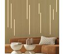 Lot de 6 Panneaux Acoustiques Muraux - Tasseaux Finition Chêne Blanc - Fond Noir - 240x60x2,2cm