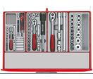 Servante d'atelier complète rouge 8 tiroirs Midi Master 491 outils Teng Tools TCMM491N8