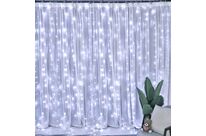 Rideau lumineux de porte 180LED IP44 90x180cm, 8 modes + timer - câble transparent - Blanc