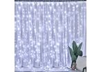 Rideau lumineux de porte 180LED IP44 90x180cm, 8 modes + timer - câble transparent - Blanc