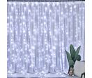 Rideau lumineux de porte 180LED IP44 90x180cm, 8 modes + timer - câble transparent - Blanc