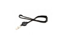 Cordon Plat Satiné 10 Mm Avec Enrouleur Badge - Noir