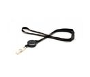 Cordon Plat Satiné 10 Mm Avec Enrouleur Badge - Noir