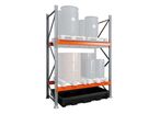 Rayonnage 22/520 avec bac de rétention PEMD - Pour huiles, fioul, gasoil, produits chimiques