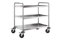 Blanco - Chariot à plateaux inox 3 niveaux - Charge 120kg - Roulettes pivotantes freinées - Idéal pro