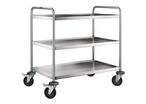 Blanco - Chariot à plateaux inox 3 niveaux - Charge 120kg - Roulettes pivotantes freinées - Idéal pro