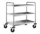 Blanco - Chariot à plateaux inox 3 niveaux - Charge 120kg - Roulettes pivotantes freinées - Idéal pro