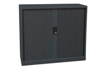 Manutan Expert - Armoire Basse à Rideaux Orel 120x105cm Anthracite - 2 Tablettes 45kg - Métal - Serrure à Clé - Garantie 10 Ans