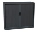 Manutan Expert - Armoire Basse à Rideaux Orel 120x105cm Anthracite - 2 Tablettes 45kg - Métal - Serrure à Clé - Garantie 10 Ans