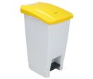 Manutan Expert - Poubelle mobile à pédale 60 L Blanc Jaune - Agroalimentaire HACCP - Tri Sélectif - Roues 50mm - Garantie 10 ans
