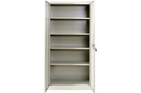 Manutan Expert - Armoire d&amp;#039;atelier à portes battantes - Acier Gris 1850mm - 4 tablettes 200kg max