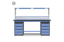 Établi de maintenance avec caissons pieds et étagère - Stratifié