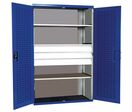 Bott - Armoire à portes battantes XL - 3 Tiroirs 3 Tablettes - Acier Gris Clair Bleu - 1300x650x2000mm - Charge 1500kg