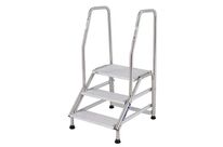 Tubesca-Comabi - Marchepied Fixe Aluminium 3 Marches avec 2 Rampes - Charge 150kg - Hauteur Accès 2.6m - Gris