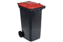 Manutan Expert - Poubelle de tri extérieur mobile - 240 L Rouge - 2 roues basculantes - 69% recyclé