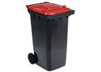 Manutan Expert - Poubelle de tri extérieur mobile - 240 L Rouge - 2 roues basculantes - 69% recyclé