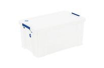 Manutan Expert - Bac de Rangement 54L avec Couvercle CLIP - Polypropylène Transparent - Usage Alimentaire &amp;amp; Professionnel - Certifié NSF