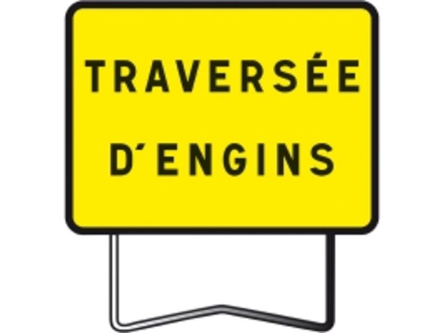 Panneaux temporaires de chantiers KC1 800 x 600 "Traversée d'engins"
