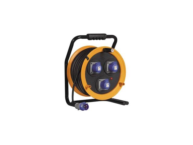 Enrouleur électrique Maxi Garant® 3 prises CEE à clapet - 50m - Ø2,5 mm² - 230V - BRENNENSTUHL
