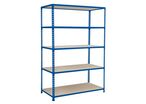Manutan Expert - Rayonnage mi-lourd Rapid 2 - 1830x1220x610mm - 5 tablettes agglo bleu - Charge 340kg/tablette - Montage sans outils