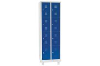 Manutan Expert - Vestiaire multicases sur pieds - 2 colonnes, 8 cases, bleu - Acier époxy - 1900x630x500mm - Garantie 10 ans