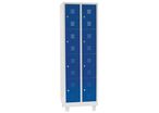 Manutan Expert - Vestiaire multicases sur pieds - 2 colonnes, 8 cases, bleu - Acier époxy - 1900x630x500mm - Garantie 10 ans