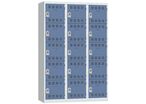 Vinco - Vestiaire 3 colonnes 15 cases - 400mm - Bleu - Acier - Éco-responsable