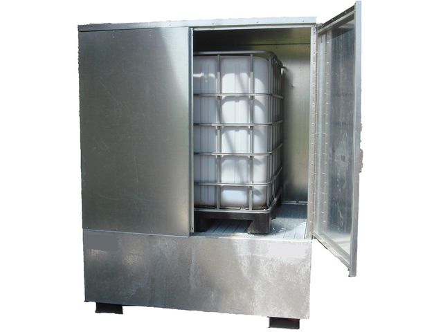 Abri de stockage acier avec portes et bac de rétention 1000 litres : BRAG 1CCP à 1989 €HT