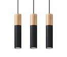 Suspension 3 Lampes Bois pour Ampoule GU10 - Noir