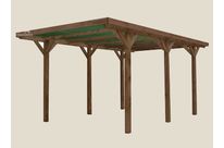 Abri voiture toit plat - bois autoclave : ID284