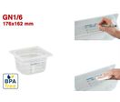 GN1/6 - PROFONDEUR 100 MM (HACCP) / SANS BPA - LABEL IML - SANS COUVERCLE