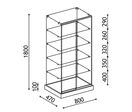 Vitrine armoire H 180 X L 80 cm socle noir + toit verre