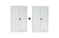 Manutan Expert - Pack 2 Armoires Métal Orel 195x120x42 cm Gris Clair - 4 Tablettes 60kg/tablette - Fermeture à clé - Livré monté