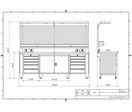 Établi d'atelier industriel 2500 mm PRACO W T31 - Plateau en hêtre massif - Éclairage LED - Tiroirs et armoire MW Tools PRAW2500T31