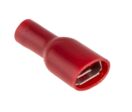 Cosse faston, série : RS PRO, Rouge, Isolé Femelle RS PRO 6.3 x 0.8 mm 22 AWG 16 AWG