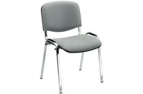 Manutan Expert - Chaise Classic Chrome - Tissu Gris Clair - Empilable - 4 Pieds - 44cm Assise - Garantie 10 Ans