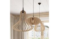Suspension Bois Forme Poire pour Ampoule E27