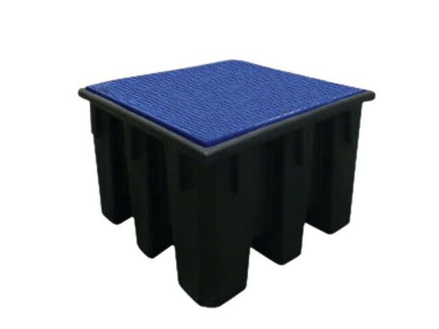 Manutan Expert - Bac de rétention 1100 L avec caillebotis - PE recyclé - Résistant acides et bases - 1380x1280x1000 mm