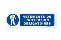 Panneau picto vêtements de protection obligatoire avec texte