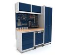 Établi d'atelier industriel 1860 mm PRACO M T06 - Plateau en hêtre massif - Éclairage LED - Tiroirs et armoire MW Tools PRAM1860T06