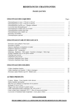 catalogue resistances chauffantes