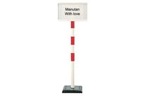 Novap - Poteau de guidage PVC Rouge/Blanc sur socle avec panneau A4 - Hauteur 1100mm - Idéal Parking