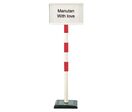 Novap - Poteau de guidage PVC Rouge/Blanc sur socle avec panneau A4 - Hauteur 1100mm - Idéal Parking