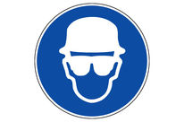 Panneau Obligation de porter un casque plus lunettes - Rigide Ø300mm - 4063539