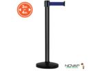 Poteau alu noir à sangle Bleu sur socle portable - Novap