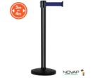 Poteau alu noir à sangle Bleu sur socle portable - Novap