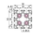 Profilé aluminium 50x50 8 fentes 8 mm
