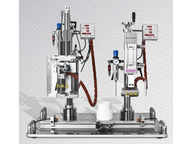 Machine de scellage par conduction semi automatique sur plastique et verre cosmétique Polymat Twin