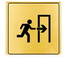 Plaquette Sortie de secours flèche droite - Plexiglas or 90x90mm - 4500218