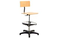 Siège d&amp;amp;#039;atelier haut en bois sur patins avec repose-pieds